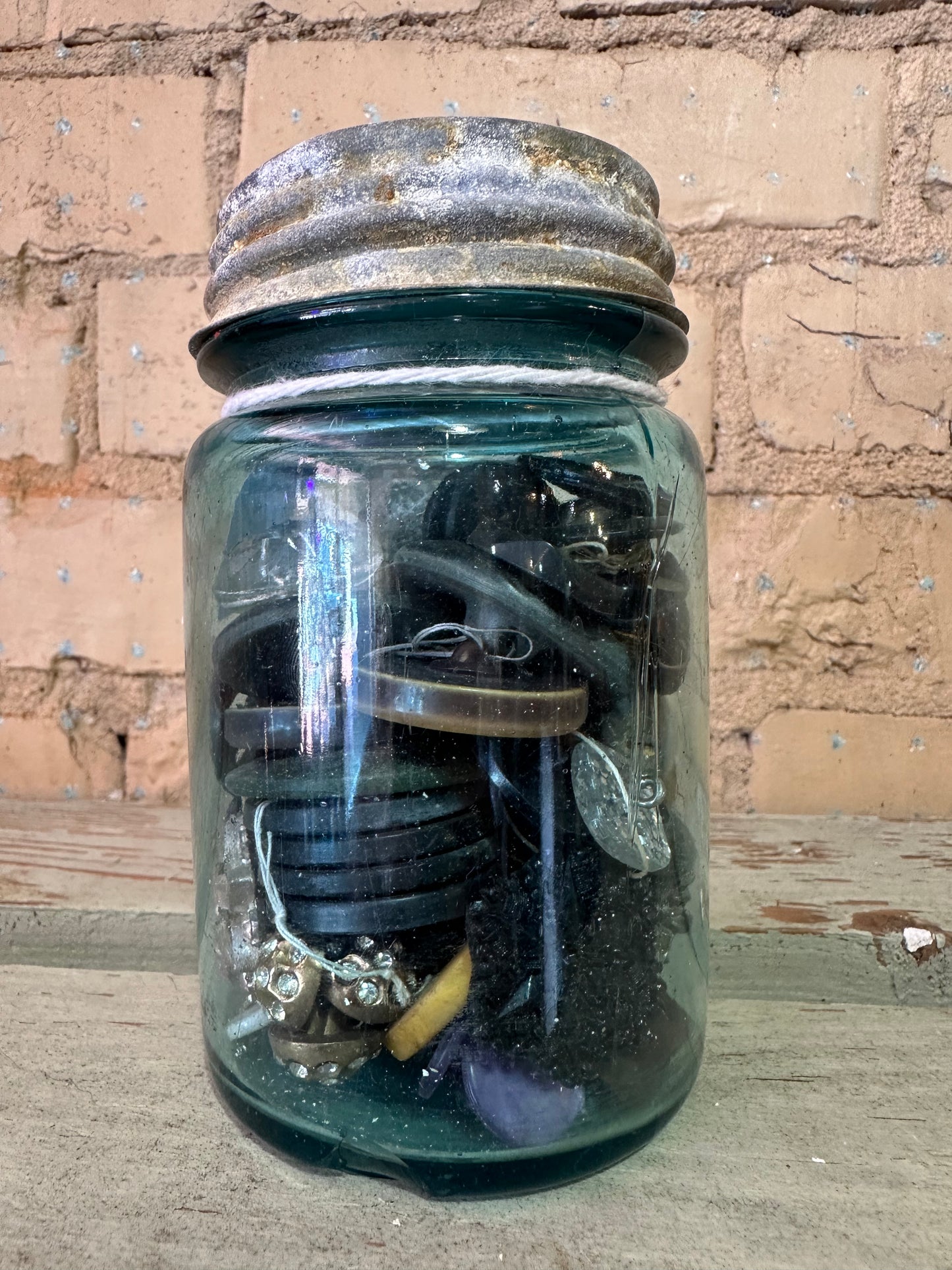 Pint Ball Jar of Vintage Buttons